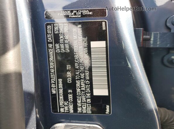 LPSED3KAXML006449 2021 POLESTAR 2 Blue VIN կոդի պիտակի տեսք