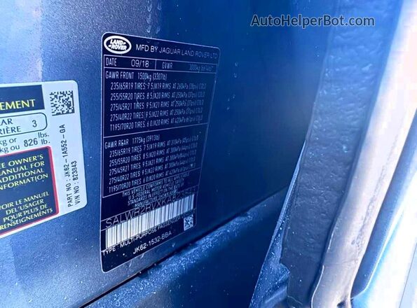 SALWR2RVXKA823843 2019 LAND ROVER RANGE ROVER Gray Vista interior trasera