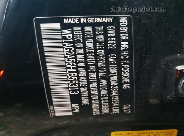 WP1AG2A56HLB55313 2017 PORSCHE MACAN Черный Панорамный вид салона 360°