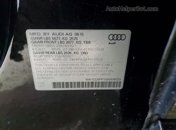 WA1CCAFP1GA006029 2016 AUDI SQ5 Black Панорамний вид салону 360°