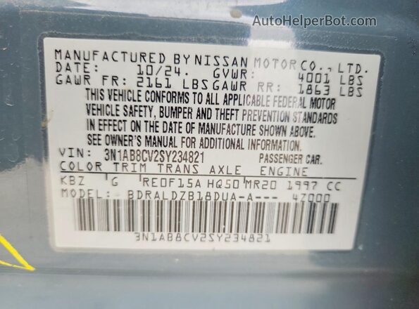 3N1AB8CV2SY234821 2025 NISSAN SENTRA Gray Widok komory silnika