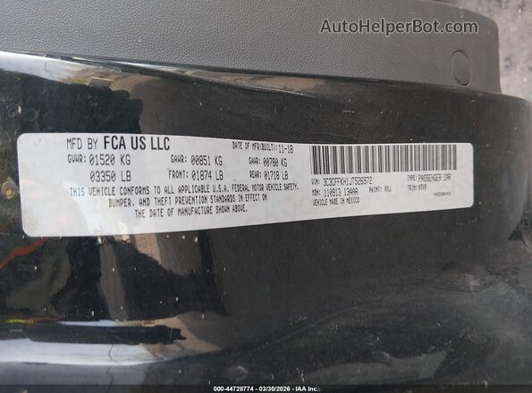 3C3CFFKH1JT526972 2018 FIAT 500 Черный Вид подкапотного пространства