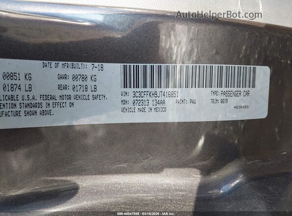 3C3CFFKH9JT416851 2018 FIAT 500 Серый Вид подкапотного пространства