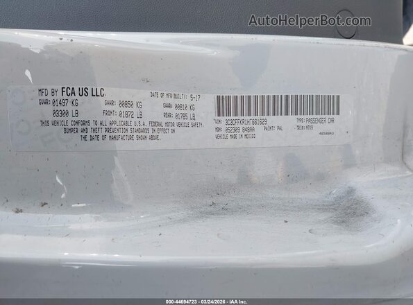 3C3CFFKR1HT661629 2017 FIAT 500 White Շարժիչի բաժամունքի տեսք