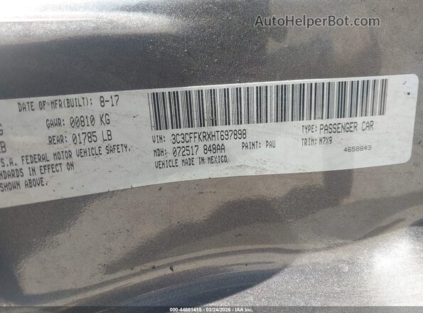 3C3CFFKRXHT697898 2017 FIAT 500 Серый Вид подкапотного пространства