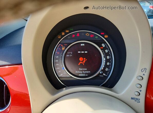 3C3CFFLR4HT698074 2017 FIAT 500 Orange ხელსაწყოთა პანელის ხედი