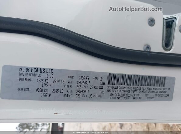 3C4NJCBB1KT637424 2019 JEEP COMPASS Белый Вид подкапотного пространства