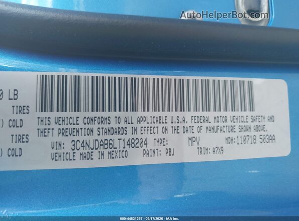 3C4NJDAB6LT148204 2020 JEEP COMPASS Blue Շարժիչի բաժամունքի տեսք