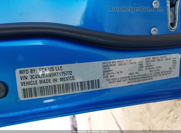 3C4NJDAN9RT175772 2024 JEEP COMPASS Синий Вид подкапотного пространства