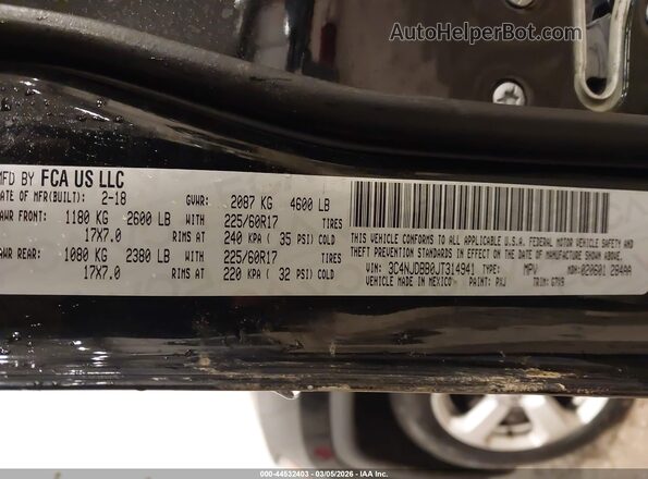 3C4NJDBB0JT314941 2018 JEEP COMPASS Black ძრავის განყოფილების ხედი