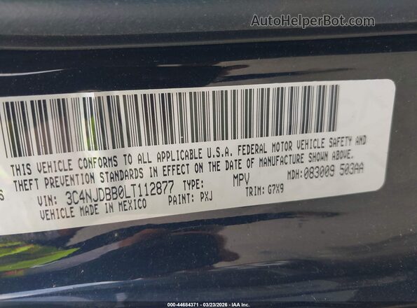 3C4NJDBB0LT112877 2020 JEEP COMPASS Black Widok komory silnika
