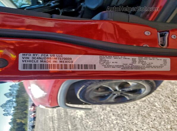 3C4NJDBB1MT570039 2021 JEEP COMPASS Red Панорамний вид салону 360°