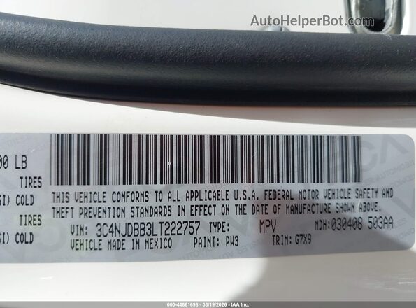 3C4NJDBB3LT222757 2020 JEEP COMPASS White Շարժիչի բաժամունքի տեսք