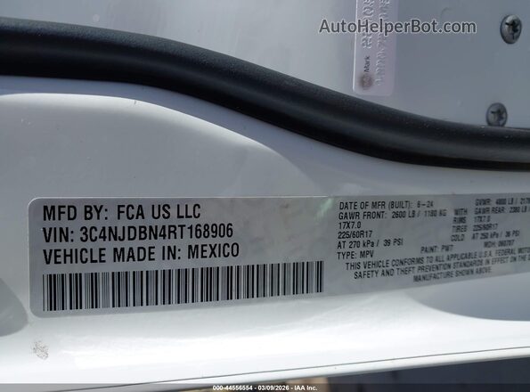 3C4NJDBN4RT168906 2024 JEEP COMPASS White Widok komory silnika