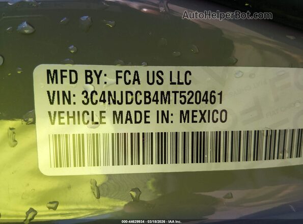 3C4NJDCB4MT520461 2021 JEEP COMPASS Серый Вид подкапотного пространства