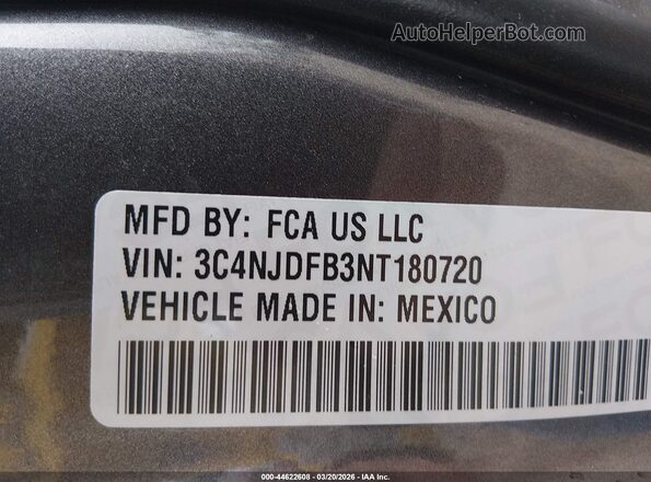 3C4NJDFB3NT180720 2022 JEEP COMPASS Gray Widok komory silnika