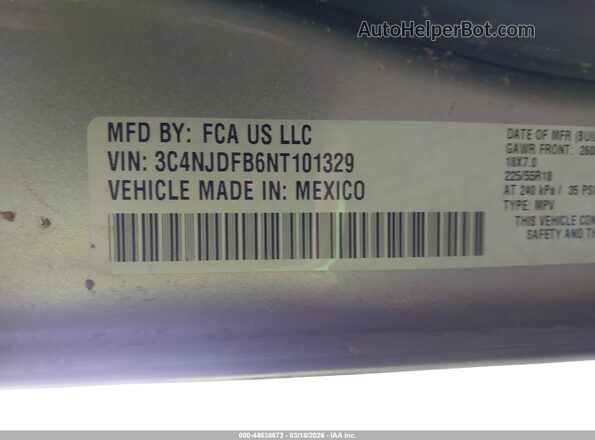3C4NJDFB6NT101329 2022 JEEP COMPASS Silver Widok naklejki z numerem VIN