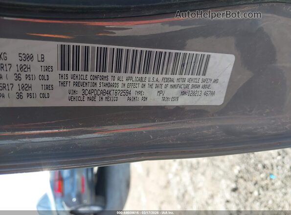 3C4PDCAB4KT872594 2019 DODGE JOURNEY Серый Вид подкапотного пространства