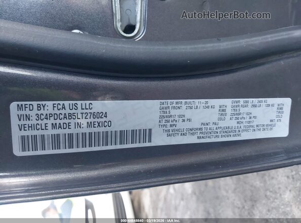 3C4PDCAB5LT276024 2020 DODGE JOURNEY Gray Widok komory silnika