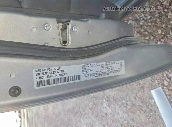 3C4PDCAB5LT277187 2020 DODGE JOURNEY Gray VIN կոդի պիտակի տեսք