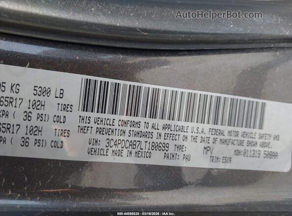 3C4PDCAB7LT180699 2020 DODGE JOURNEY Gray Engine compartment view