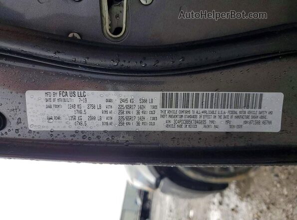3C4PDCBB5KT846035 2019 DODGE JOURNEY Угольный Вид наклейки с VIN-кодом