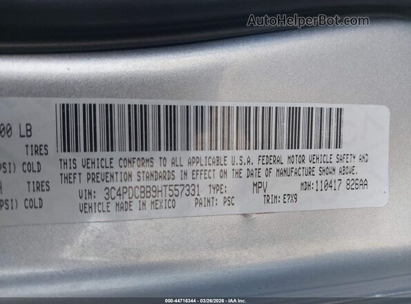 3C4PDCBB9HT557331 2017 DODGE JOURNEY Gray Engine compartment view