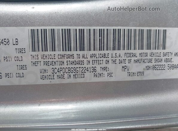 3C4PDCBG9GT224136 2016 DODGE JOURNEY Серебряный Вид подкапотного пространства