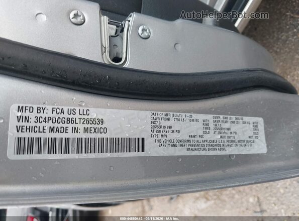3C4PDCGB6LT265539 2020 DODGE JOURNEY Серый Вид подкапотного пространства