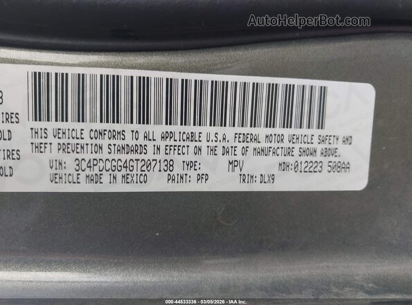 3C4PDCGG4GT207138 2016 DODGE JOURNEY Зеленый Вид подкапотного пространства