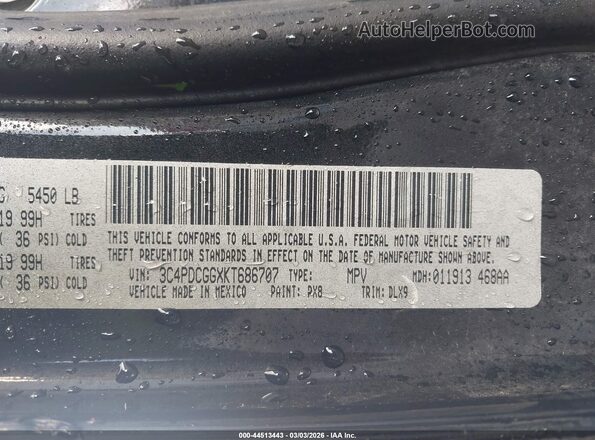 3C4PDCGGXKT686707 2019 DODGE JOURNEY Black ძრავის განყოფილების ხედი