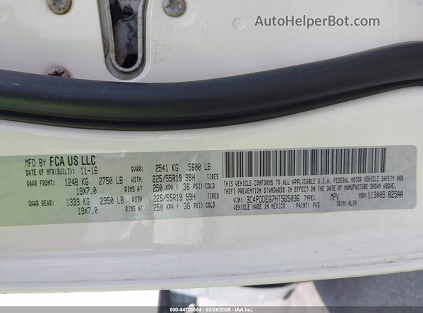3C4PDDEG7HT565036 2017 DODGE JOURNEY White Вид підкапотного простору