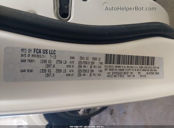 3C4PDDGG5GT108737 2016 DODGE JOURNEY Белый Вид подкапотного пространства