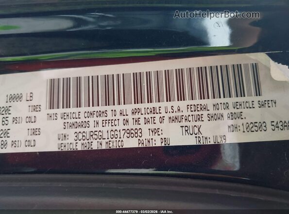 3C6UR5GL1GG179683 2016 RAM 2500 Синий Вид подкапотного пространства