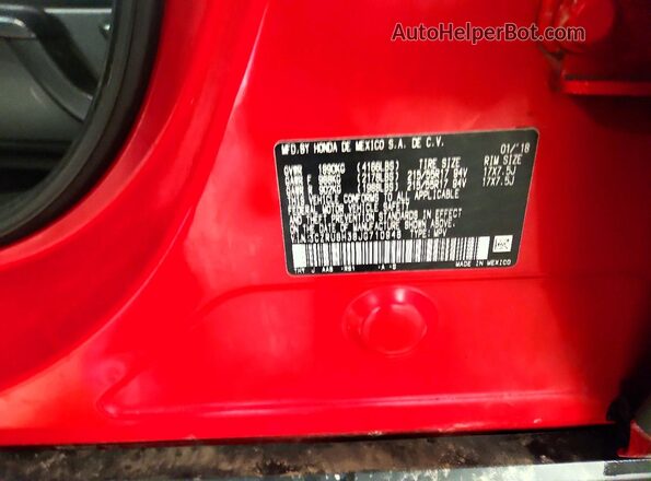 3CZRU6H38JG710946 2018 HONDA HR-V Красный Вид подкапотного пространства