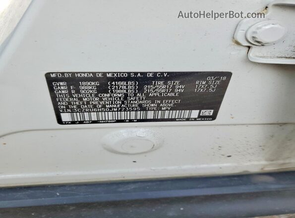 3CZRU6H50JM723595 2018 HONDA HR-V Белый Вид наклейки с VIN-кодом