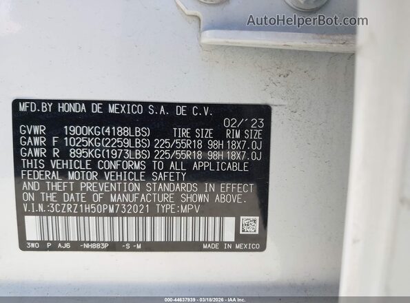 3CZRZ1H50PM732021 2023 HONDA HR-V Белый Вид подкапотного пространства