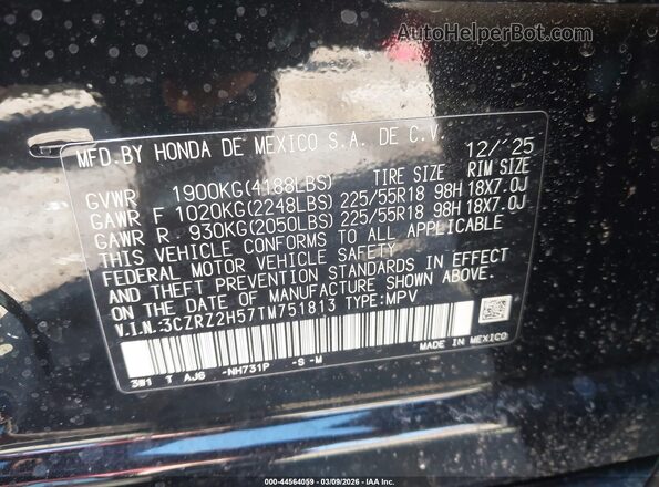 3CZRZ2H57TM751813 2026 HONDA HR-V Черный Вид подкапотного пространства