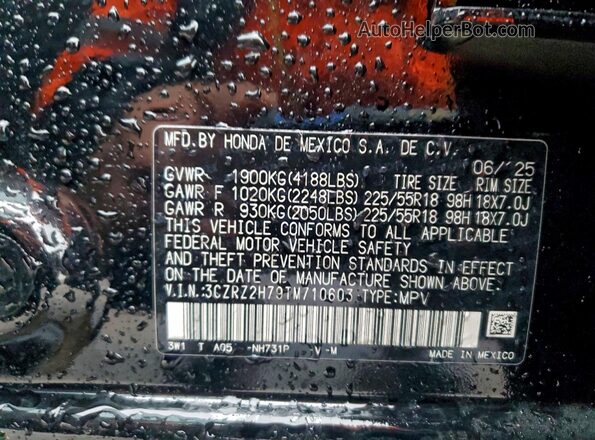3CZRZ2H79TM710603 2026 HONDA HR-V Черный Вид наклейки с VIN-кодом