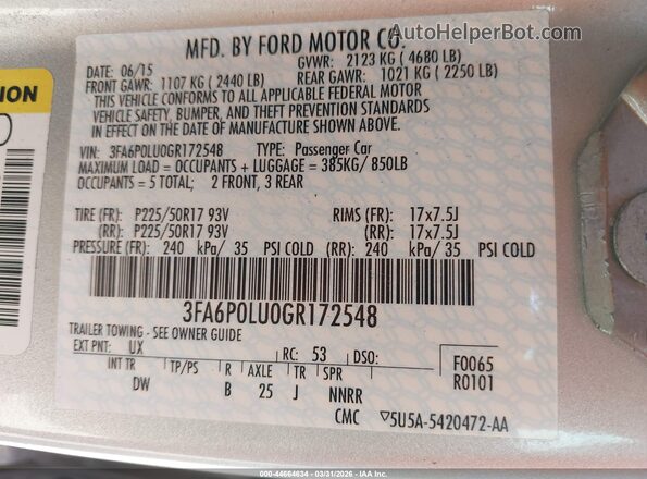 3FA6P0LU0GR172548 2016 FORD FUSION HYBRID Серебряный Вид подкапотного пространства