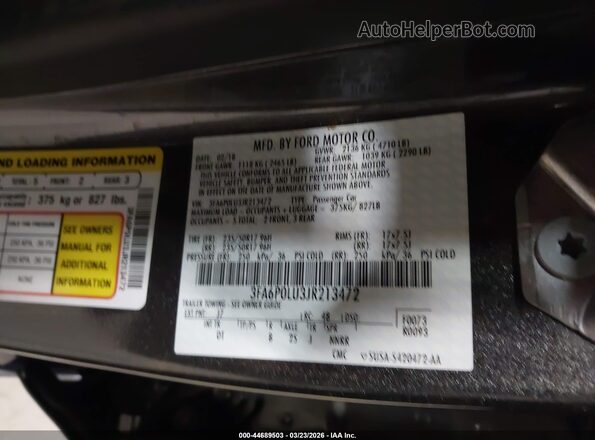 3FA6P0LU3JR213472 2018 FORD FUSION HYBRID Gray Engine compartment view