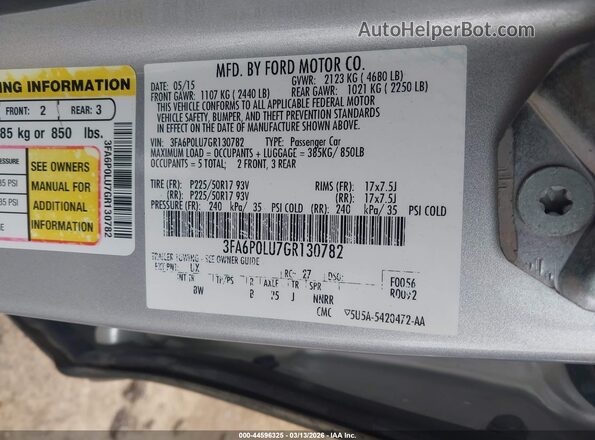 3FA6P0LU7GR130782 2016 FORD FUSION HYBRID Серебряный Вид подкапотного пространства