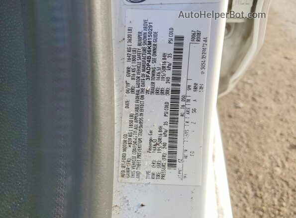 3FADP4BJ6KM150291 2019 FORD FIESTA White Widok komory silnika