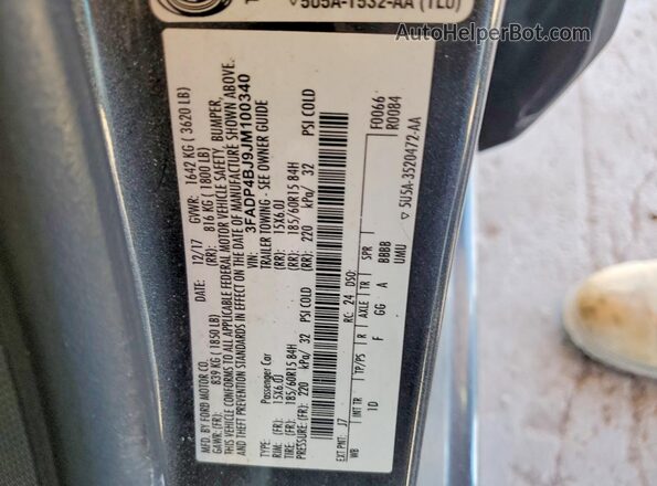 3FADP4BJ9JM100340 2018 FORD FIESTA Gray ძრავის განყოფილების ხედი