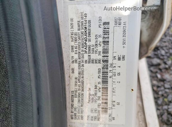3FADP4DJ0KM164149 2019 FORD FIESTA White Вид підкапотного простору