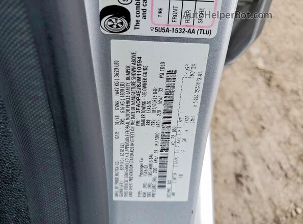 3FADP4EJ8JM110594 2018 FORD FIESTA Серебряный Вид подкапотного пространства