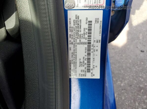 3FADP4EJ9KM107480 2019 FORD FIESTA Blue Widok naklejki z numerem VIN