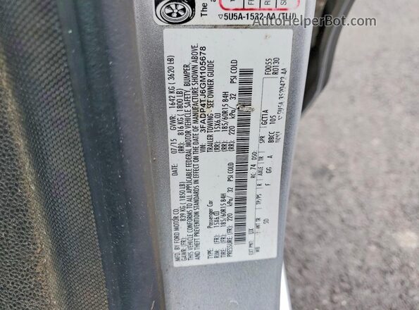 3FADP4TJ6GM105678 2016 FORD FIESTA Серебряный Вид подкапотного пространства