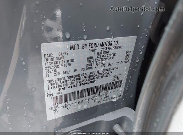 3FMTK1R45SMA08853 2025 FORD MUSTANG MACH-E Gray Widok komory silnika