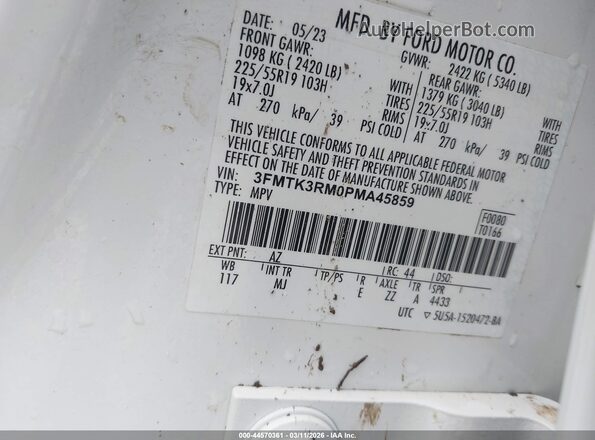 3FMTK3RM0PMA45859 2023 FORD MUSTANG MACH-E PREMI White Widok komory silnika